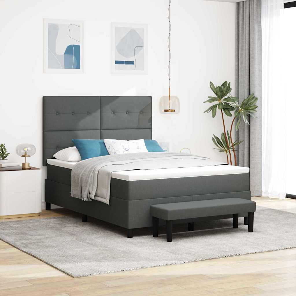 Boxspringbed met kussen Donkergrijs 160 x 200 cm Stof is nu te koop bij PeponiXL, paradijselijk wonen!