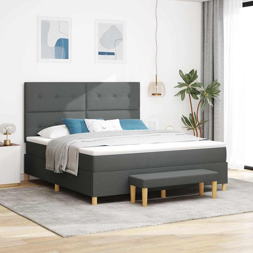 vidaXL Boxspringbed met hoofdeinde Donkergrijs 180 x 200 cm Stof