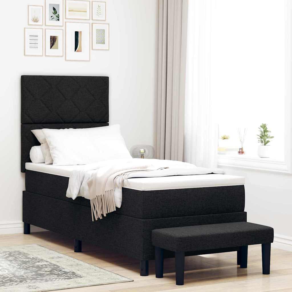 Boxspringbed met hoofdeinde Zwart 80 x 200 cm Stof is nu te koop bij PeponiXL, paradijselijk wonen!