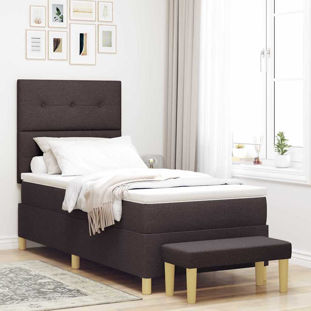 vidaXL Boxspring bed met hoofdeinde Donkerbruin 200 x 90 cm Stof