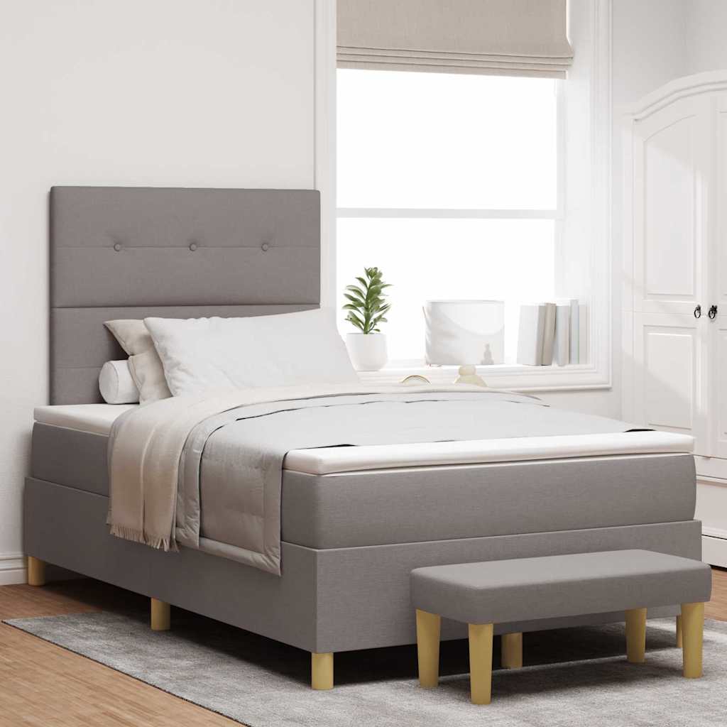 Boxspring bed met hoofdeinde Taupe 190 x 120 cm Stof is nu te koop bij PeponiXL, paradijselijk wonen!