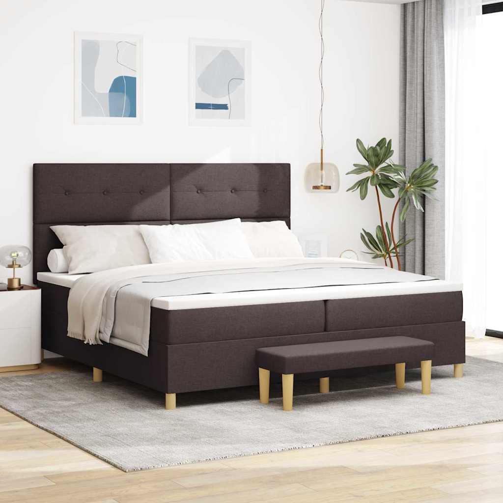 vidaXL Boxspring bed met hoofdeinde Donkerbruin 200 x 200 cm Stof