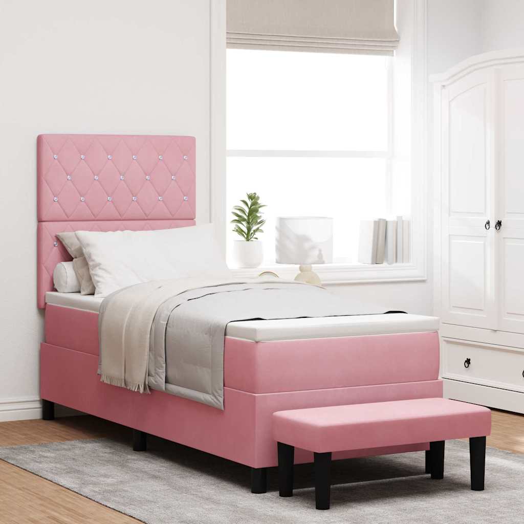 Boxspring bed met hoofdeinde Roze 200 x 80 cm Fluweel is nu te koop bij PeponiXL, paradijselijk wonen!