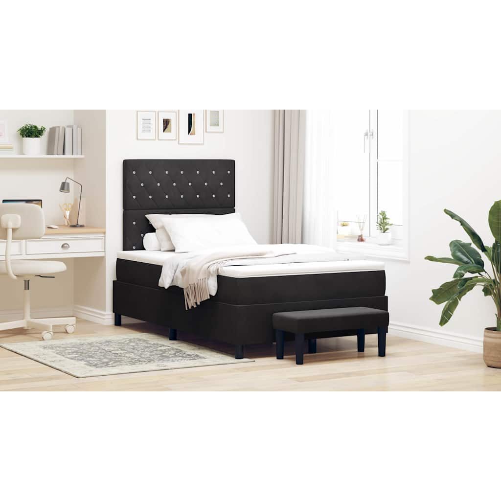 Boxspring bed met kussen Zwart 190 x 120 cm Fluweel is nu te koop bij PeponiXL, paradijselijk wonen!