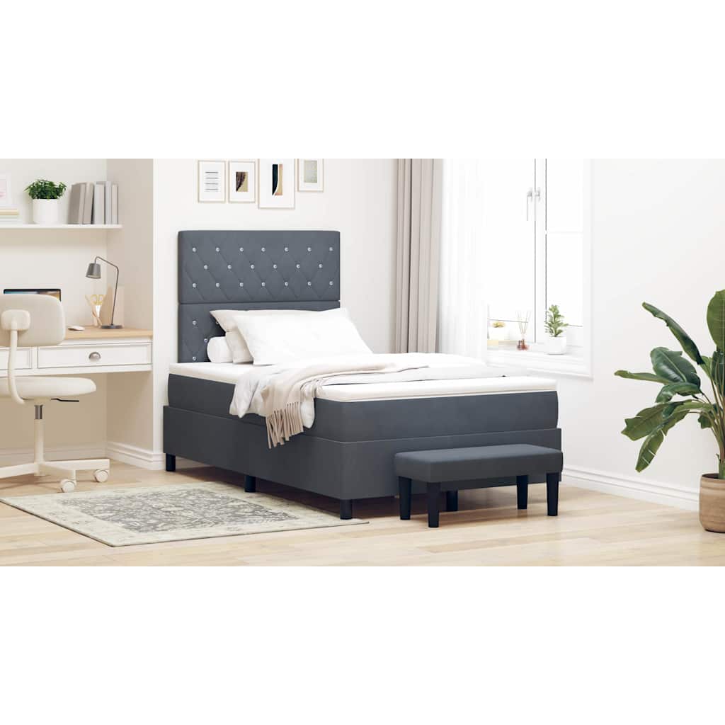 Boxspring bed met hoofdeinde Donkergrijs 200 x 120 cm Fluweel is nu te koop bij PeponiXL, paradijselijk wonen!