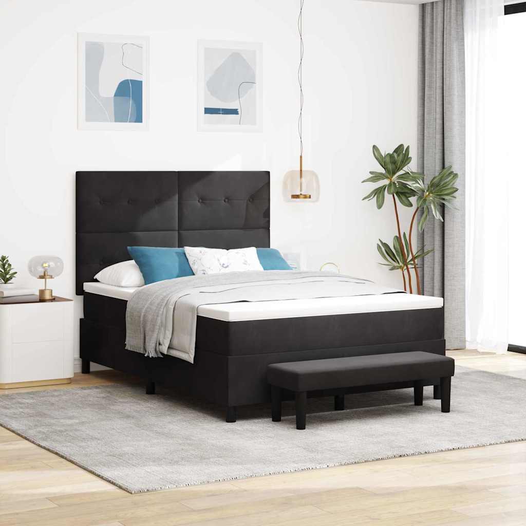 Boxspring bed met kussen Zwart 200 x 140 cm Fluweel is nu te koop bij PeponiXL, paradijselijk wonen!