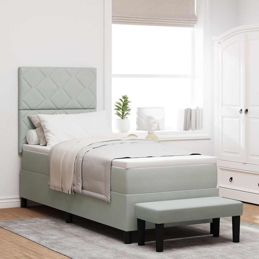 Boxspring bed met hoofdeinde Lichtgrijs 200 x 80 cm Fluweel is nu te koop bij PeponiXL, paradijselijk wonen!