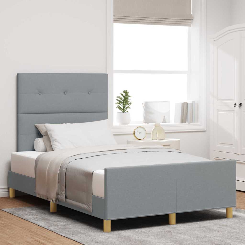 Bedframe met hoofdeinde Lichtgrijs 120 x 200 cm Stof is nu te koop bij PeponiXL, paradijselijk wonen!
