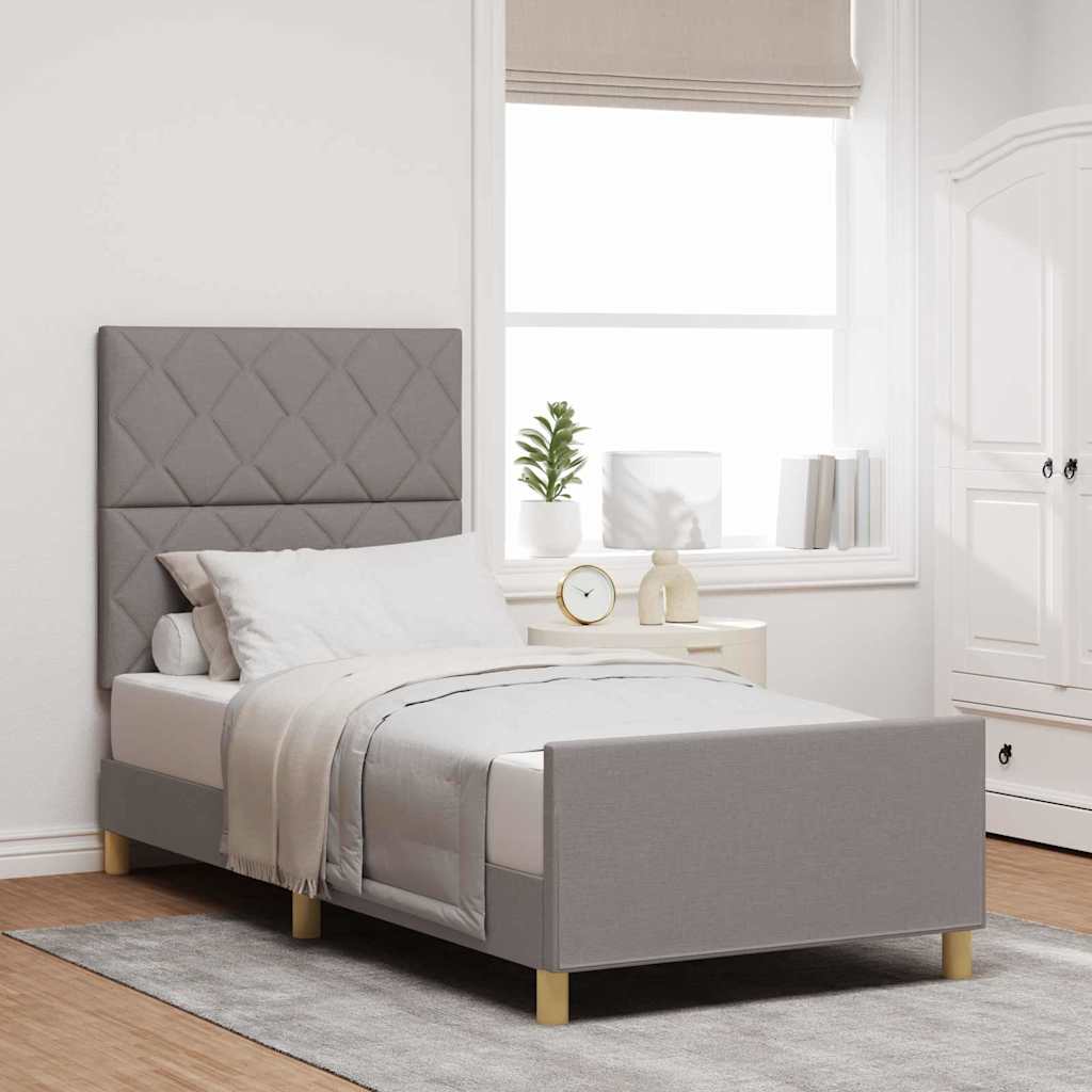 Bedframe met hoofdeinde Taupe 90 x 200 cm Stof is nu te koop bij PeponiXL, paradijselijk wonen!