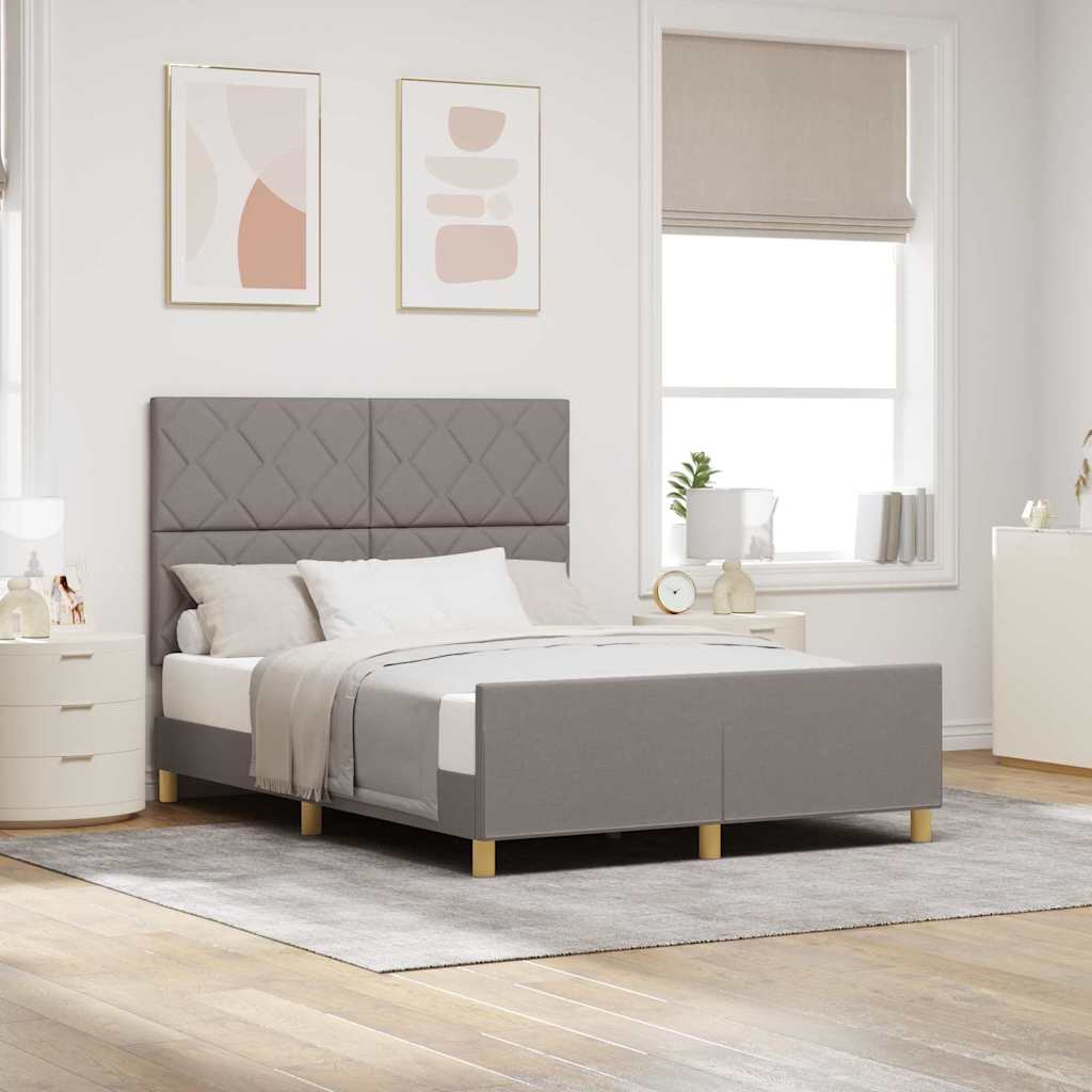 Bedframe met hoofdeinde Taupe 140 x 190 cm Stof is nu te koop bij PeponiXL, paradijselijk wonen!