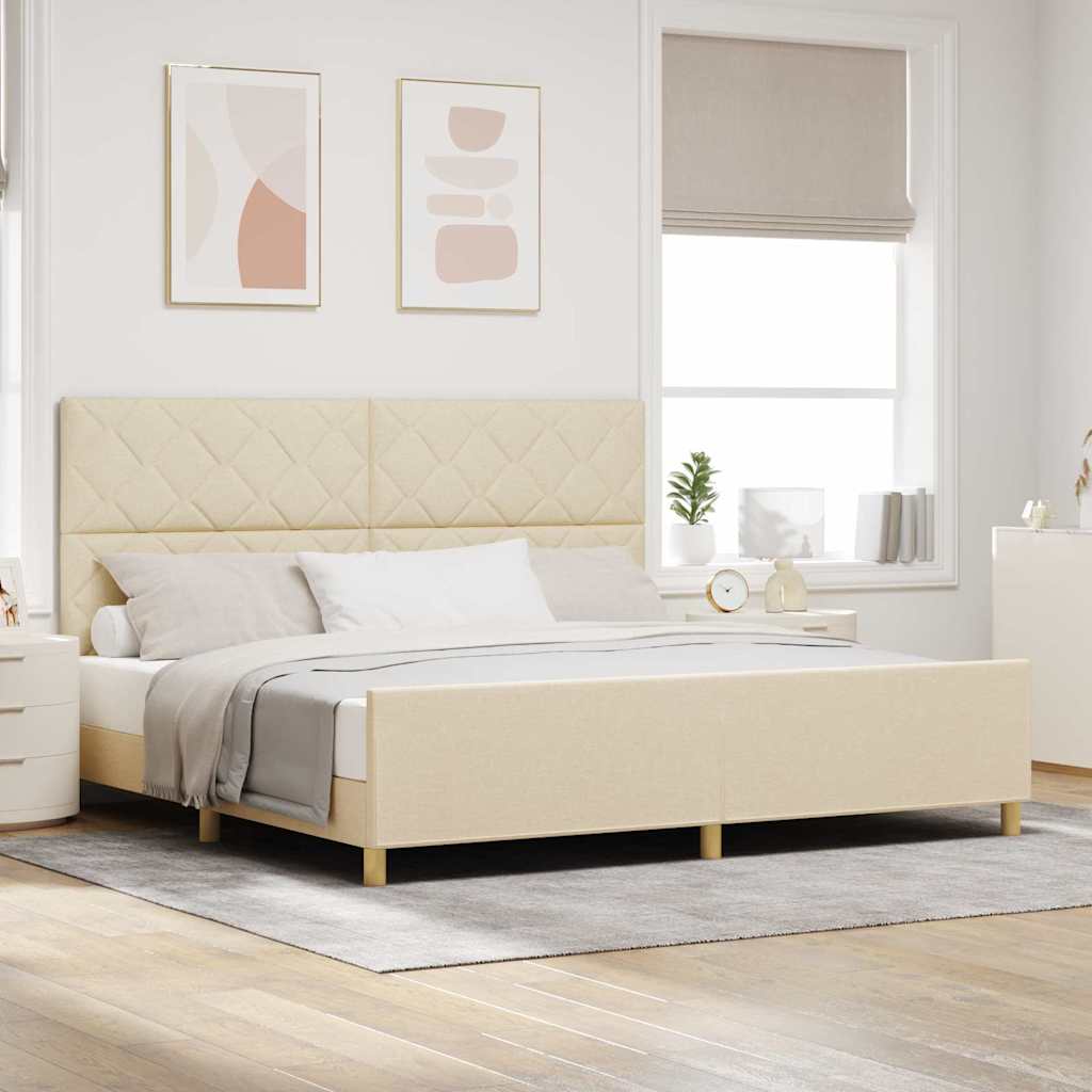 vidaXL Bedframe met hoofdeinde Crème 200 x 200 cm Stof