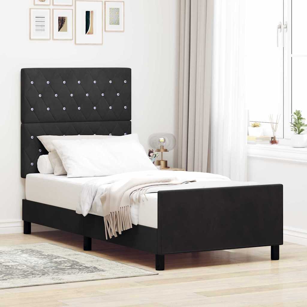 Boxspringbed met hoofdeinde Zwart 90 x 200 cm Fluweel is nu te koop bij PeponiXL, paradijselijk wonen!