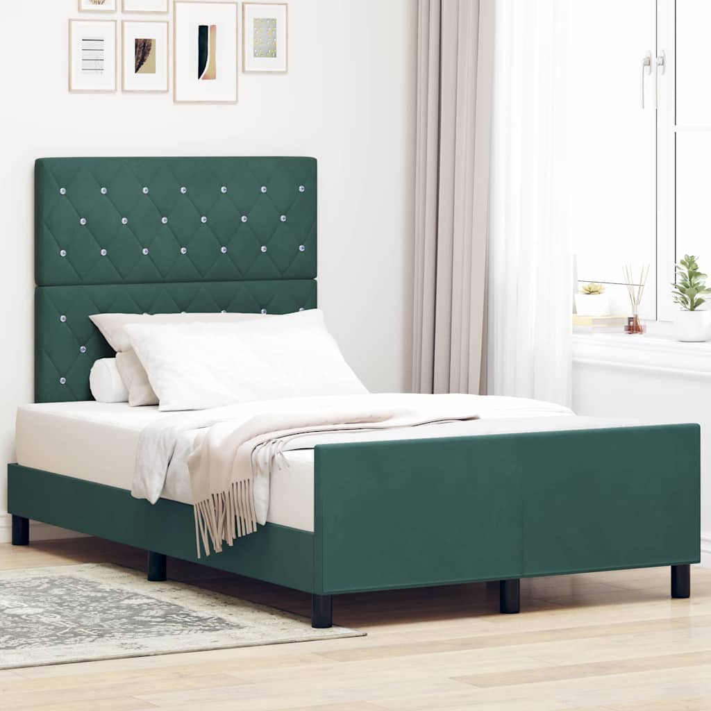 Boxspringbed met hoofdeinde Donkergroen 120 x 200 cm Fluweel is nu te koop bij PeponiXL, paradijselijk wonen!