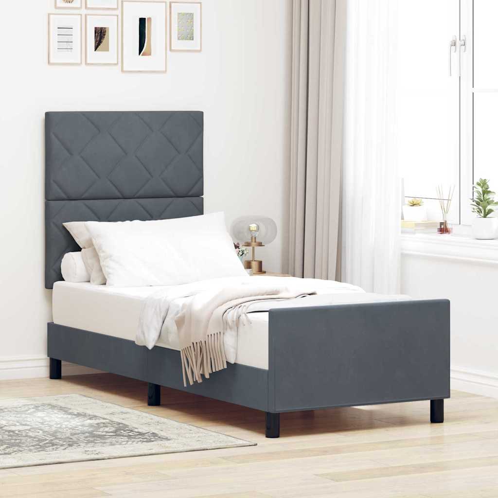 Boxspringbed met hoofdeinde Donkergrijs 80 x 200 cm Fluweel is nu te koop bij PeponiXL, paradijselijk wonen!