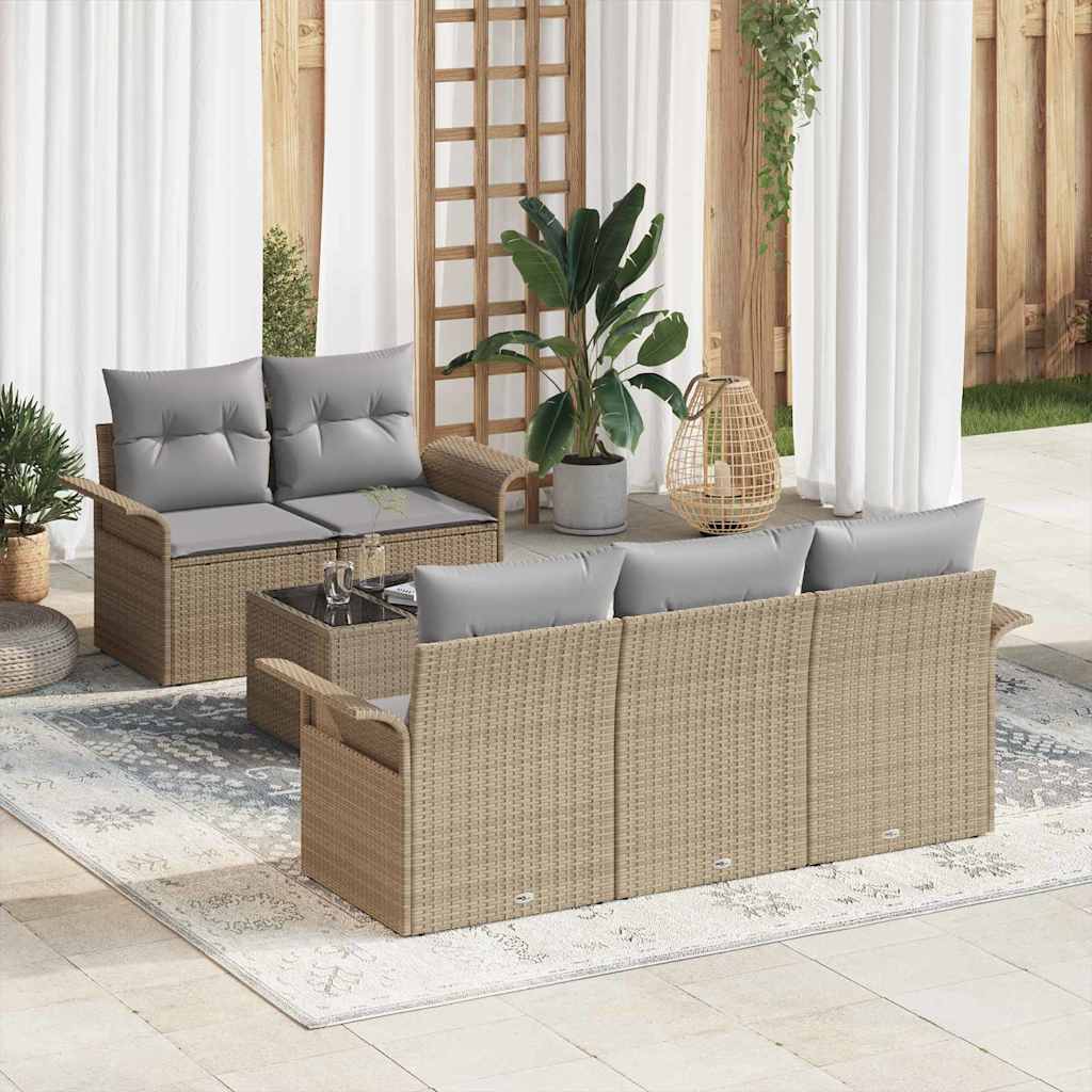 Tuin Sofa Set met kussen 6 pcs Beige en Grijs 55 x 55 x 37 cm is nu te koop bij PeponiXL, paradijselijk wonen!
