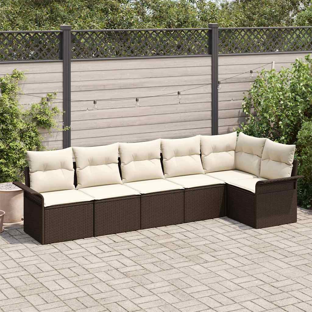 Tuin Sofa Set met kussen met opslag 6 pcs Bruin Poly riet is nu te koop bij PeponiXL, paradijselijk wonen!