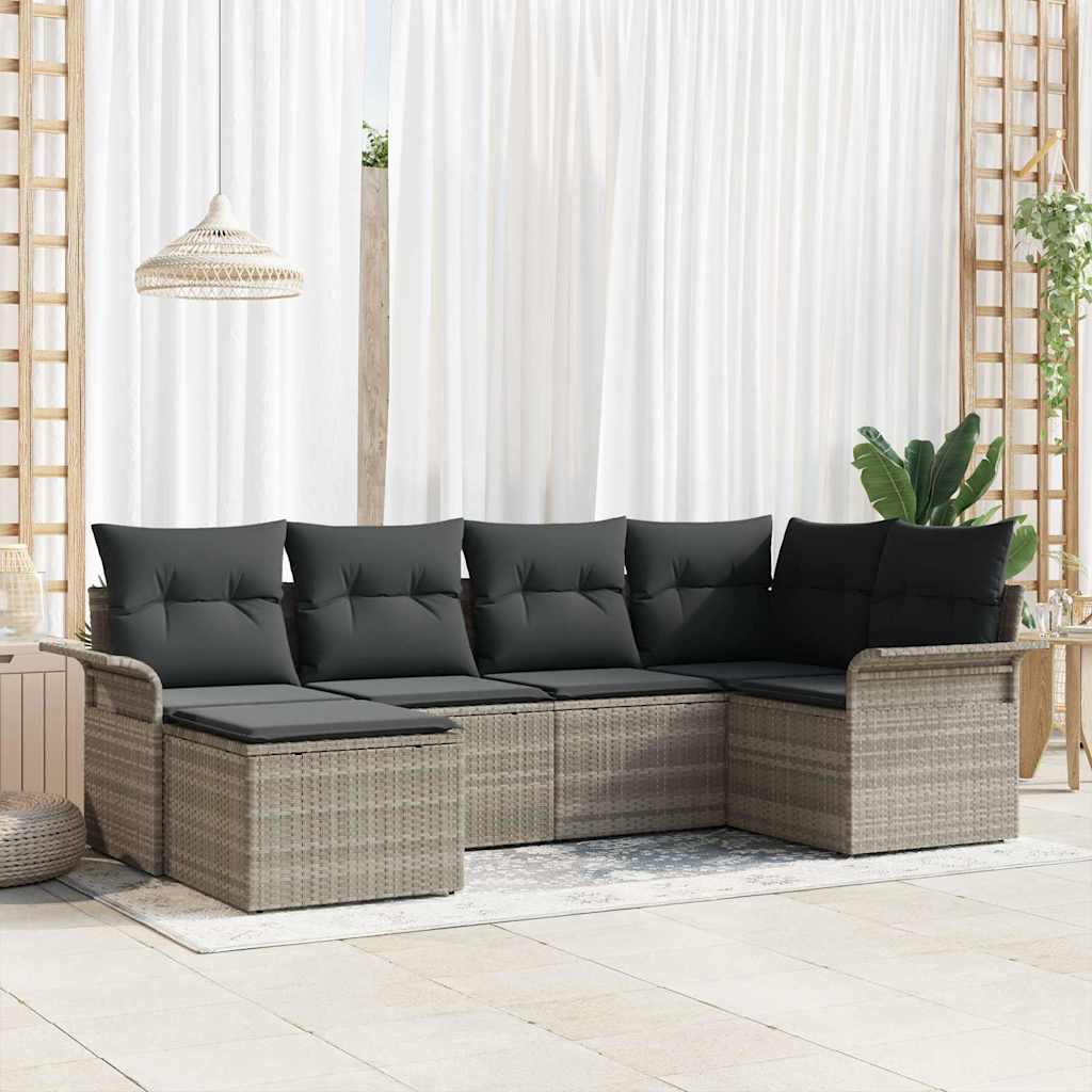 Tuin Sofa Set met opslag 6 pcs Lichtgrijs poly rattan is nu te koop bij PeponiXL, paradijselijk wonen!