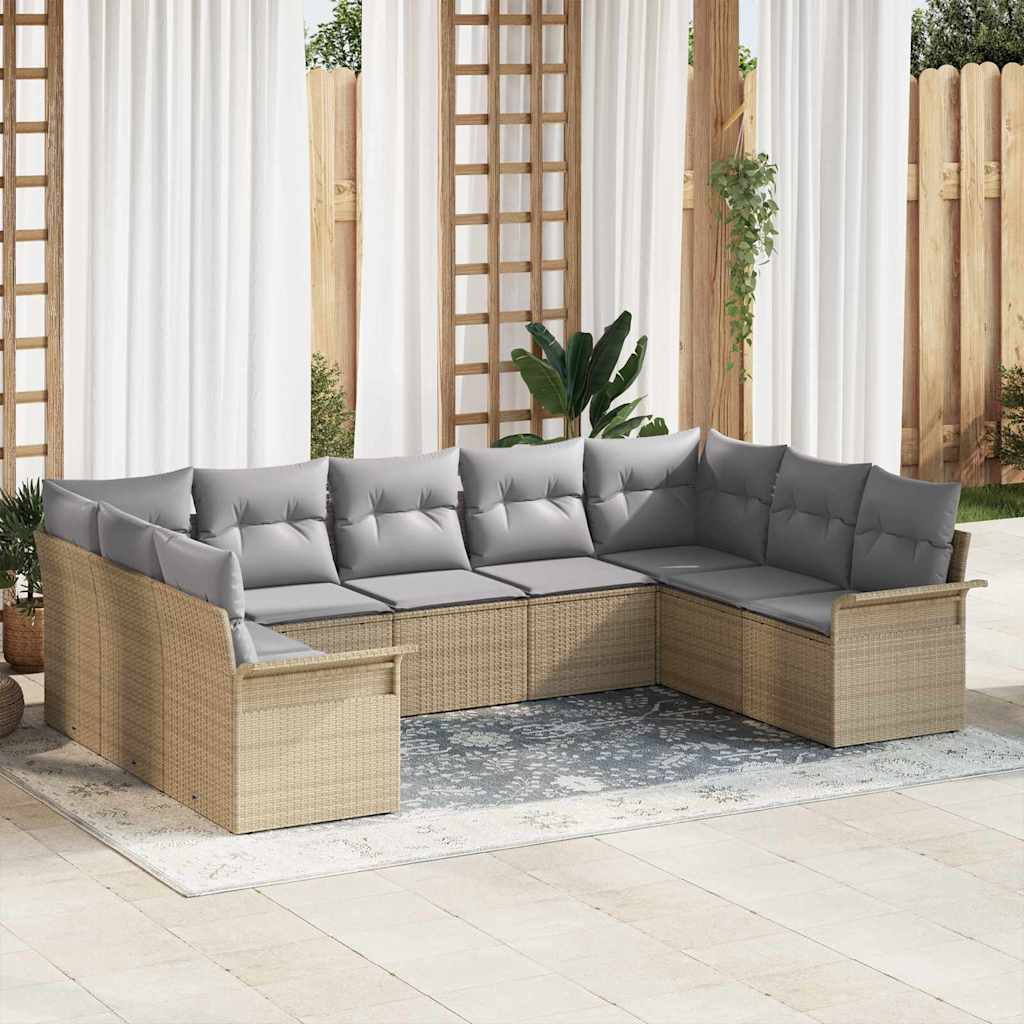 Tuin Sofa Set met opslag 9 pcs Beige poly rattan is nu te koop bij PeponiXL, paradijselijk wonen!