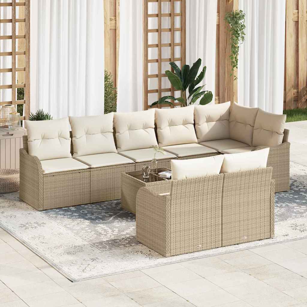 Tuin Sofa Set met opslag 9 pcs Beige en Wit poly rattan is nu te koop bij PeponiXL, paradijselijk wonen!