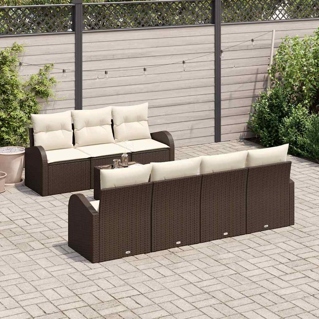 Tuin Sofa Set met kussen 8 pcs Bruin, Crème 55 x 55 x 37 cm is nu te koop bij PeponiXL, paradijselijk wonen!