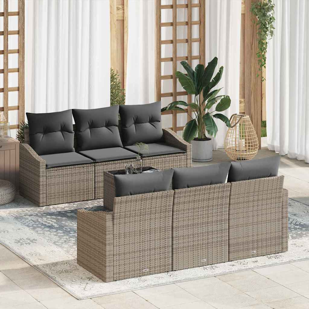 Bankstel met kussen met opslag 7 pcs Grijs poly rattan is nu te koop bij PeponiXL, paradijselijk wonen!