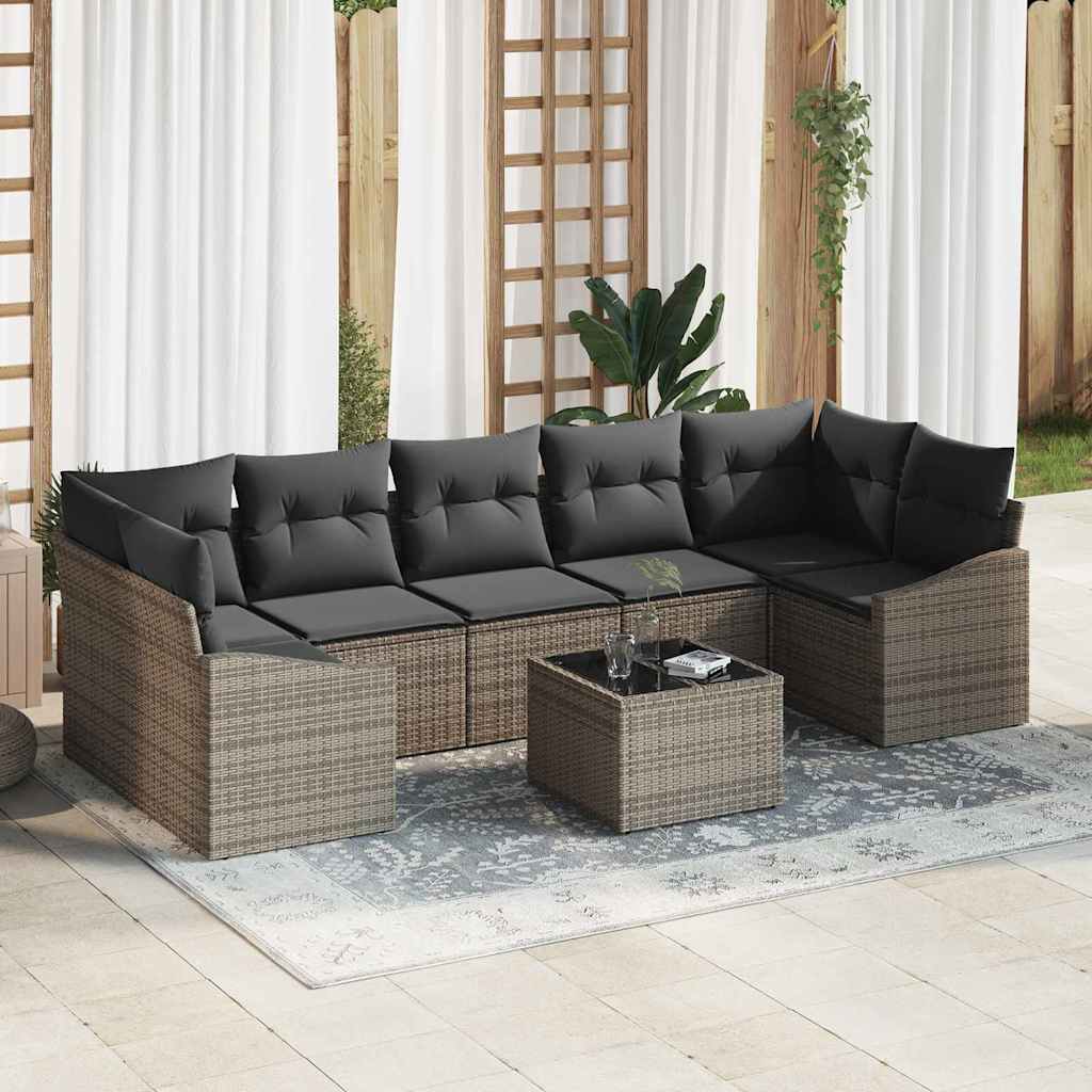 Bankstel met kussen met opslag 8 pcs Grijs poly rattan is nu te koop bij PeponiXL, paradijselijk wonen!