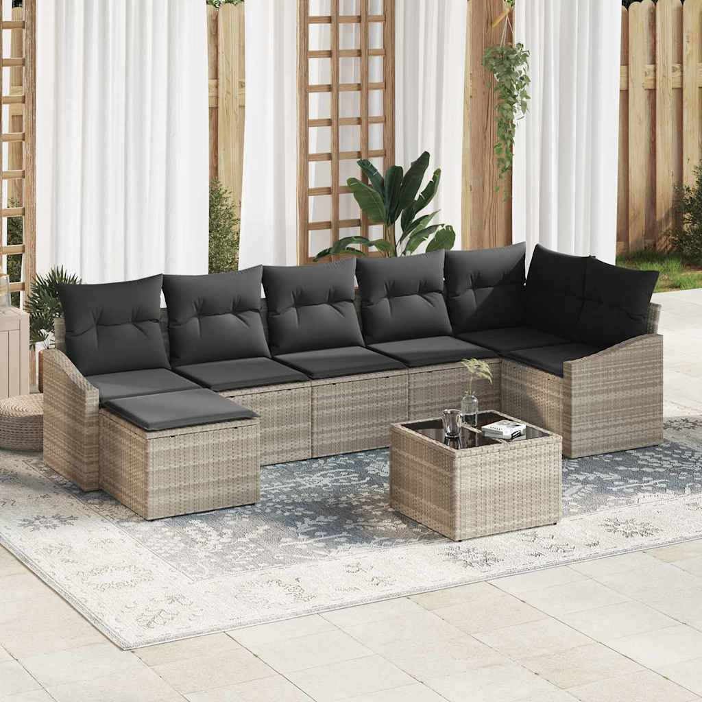 vidaXL Tuin Sofa Set 8 st Lichtgrijs poly rattan