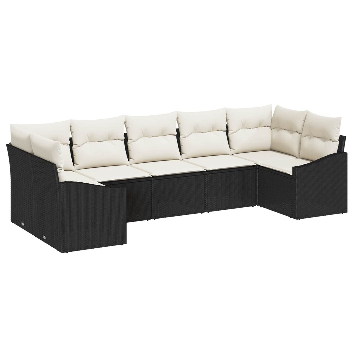 Tuinbankenset met opslag 7 pcs Zwart en Crème poly rattan is nu te koop bij PeponiXL, paradijselijk wonen!