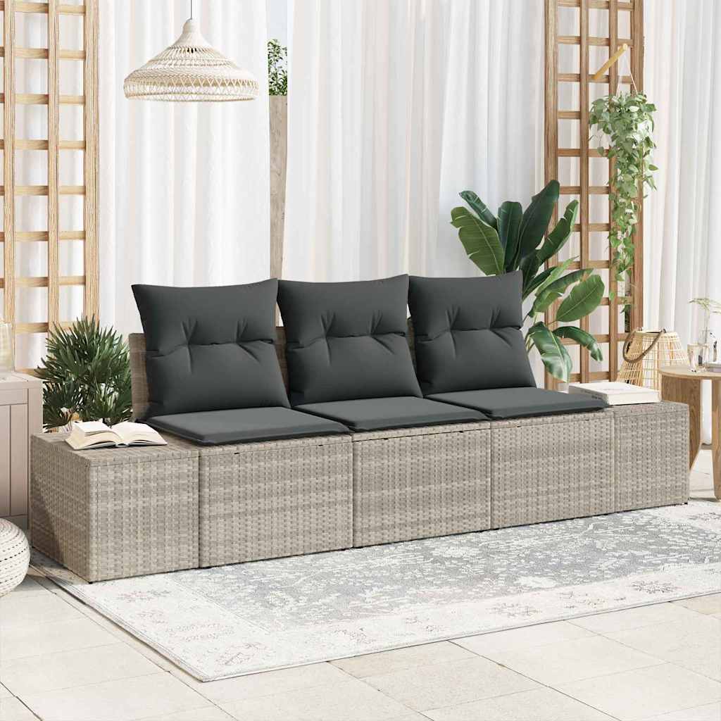Tuinbankenset met opslag 3 pcs Lichtgrijs poly rattan is nu te koop bij PeponiXL, paradijselijk wonen!