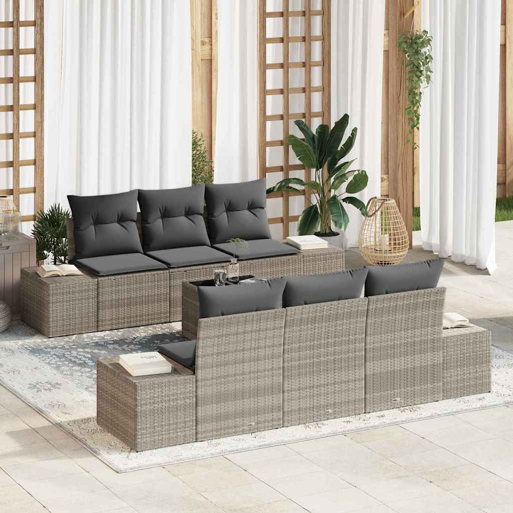 Tuin Sofa Set 8 pcs Licht Grijs en Donker Grijs poly rattan is nu te koop bij PeponiXL, paradijselijk wonen!