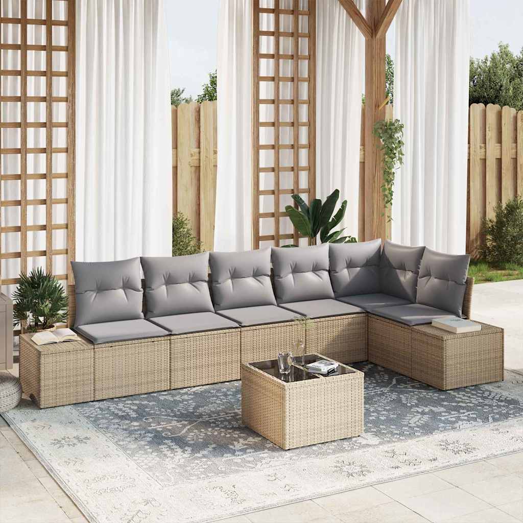 Tuinbankenset met opslag Beige en Licht Grijs poly rattan is nu te koop bij PeponiXL, paradijselijk wonen!