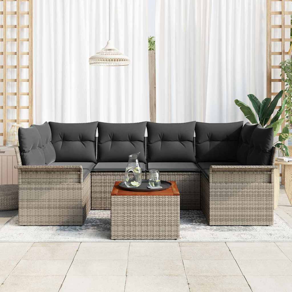 Tuinbankenset met opslag 7 pcs Grijs poly rattan is nu te koop bij PeponiXL, paradijselijk wonen!