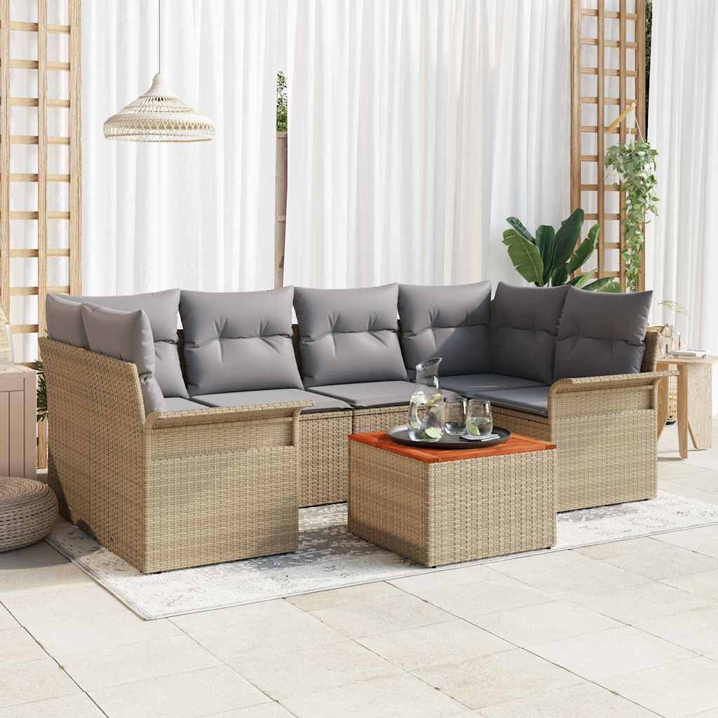 Tuinbankenset met opslag 7 pcs Beige en Licht Grijs poly rattan is nu te koop bij PeponiXL, paradijselijk wonen!