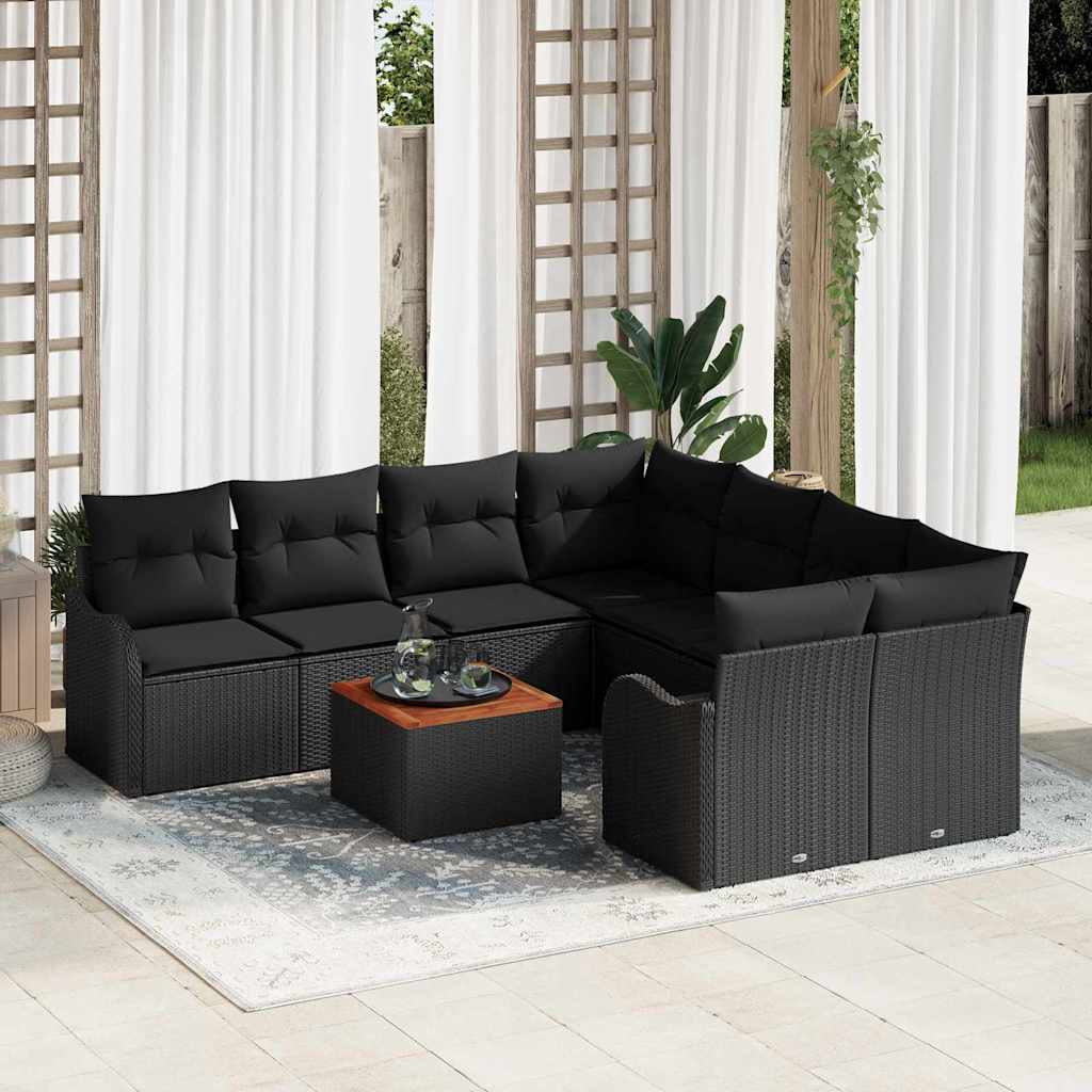 Tuinbankenset met opslag 9 pcs Zwart poly rattan is nu te koop bij PeponiXL, paradijselijk wonen!