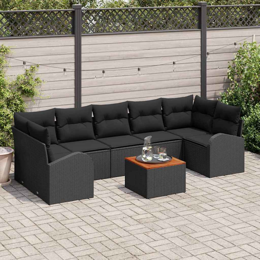 Tuinbankenset met opslag 8 pcs Zwart poly rattan is nu te koop bij PeponiXL, paradijselijk wonen!