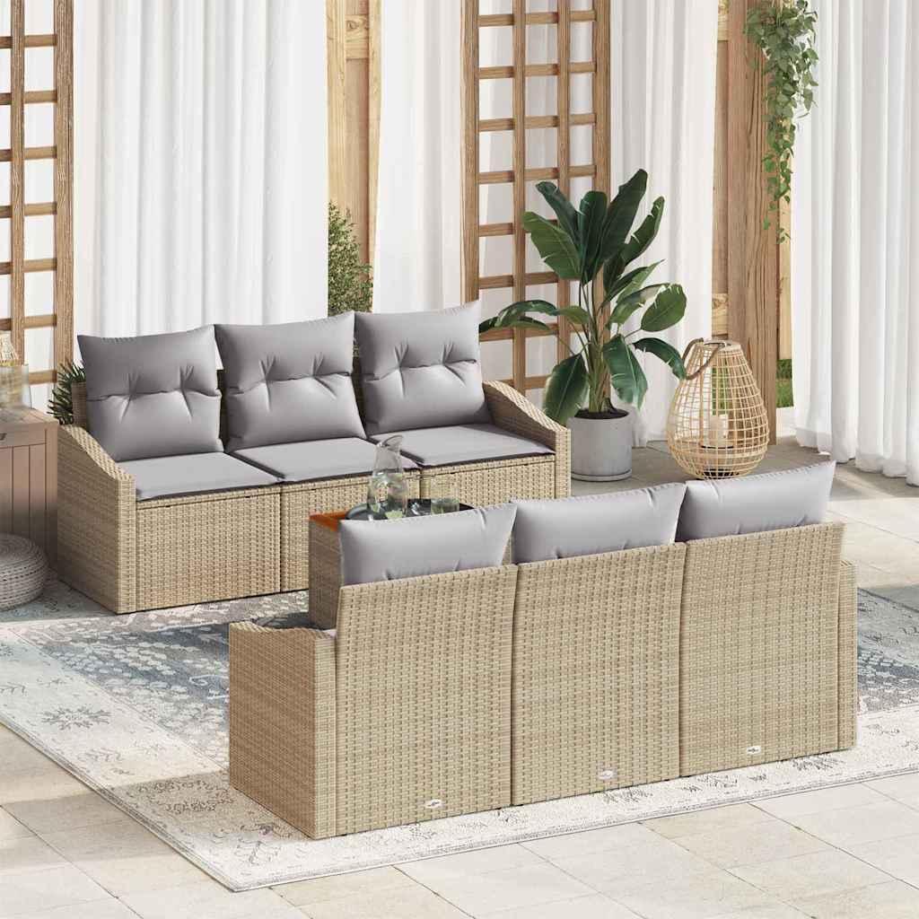 Tuinbankenset met opslag 7 pcs Beige en Licht Grijs poly rattan is nu te koop bij PeponiXL, paradijselijk wonen!