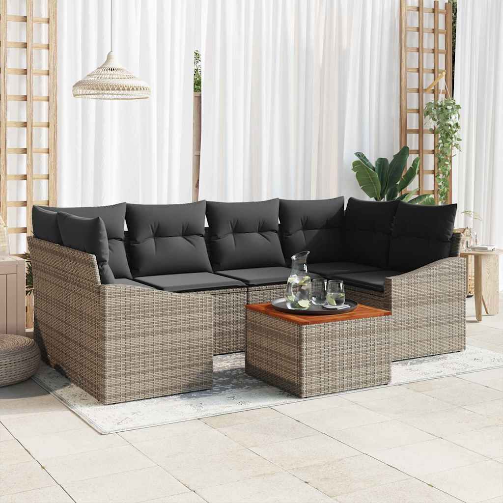 Tuinbankenset met opslag 7 pcs Grijs poly rattan is nu te koop bij PeponiXL, paradijselijk wonen!