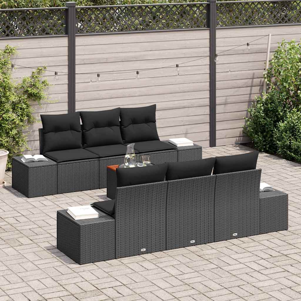 Tuinbankenset met opslag 7 pcs Zwart poly rattan is nu te koop bij PeponiXL, paradijselijk wonen!