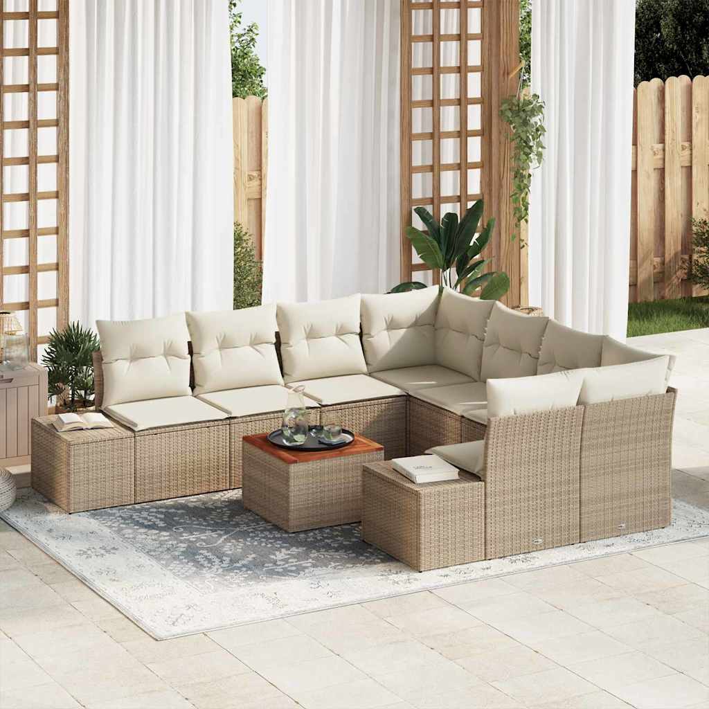 Tuinbankenset met opslag 9 pcs Beige en Crème poly rattan is nu te koop bij PeponiXL, paradijselijk wonen!
