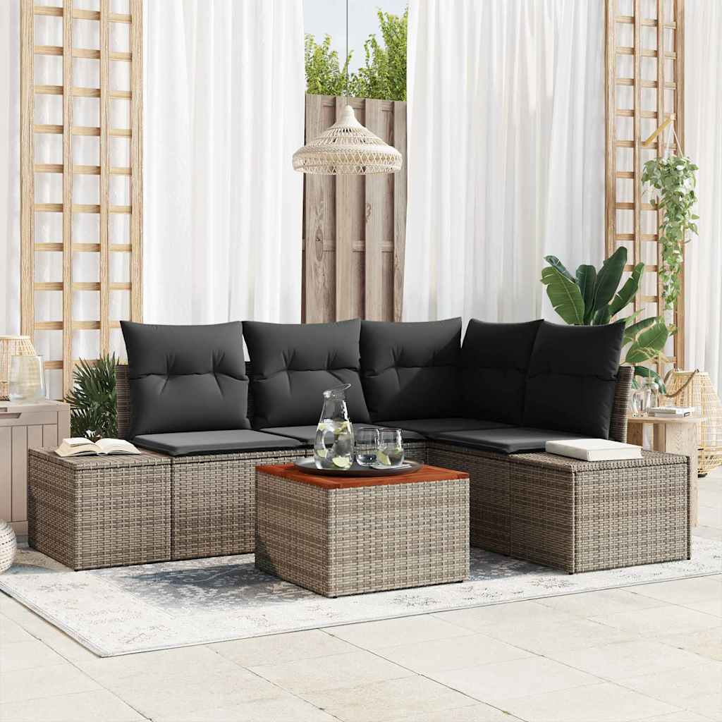 Tuinbankenset met opslag 5 pcs Grijs poly rattan is nu te koop bij PeponiXL, paradijselijk wonen!