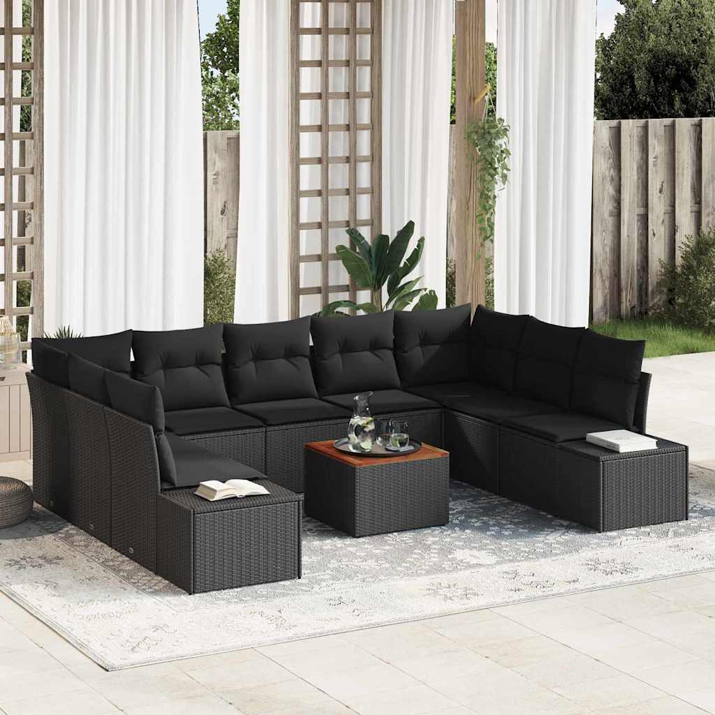 Tuin Sofa Set met opslag 10 pcs Zwart is nu te koop bij PeponiXL, paradijselijk wonen!