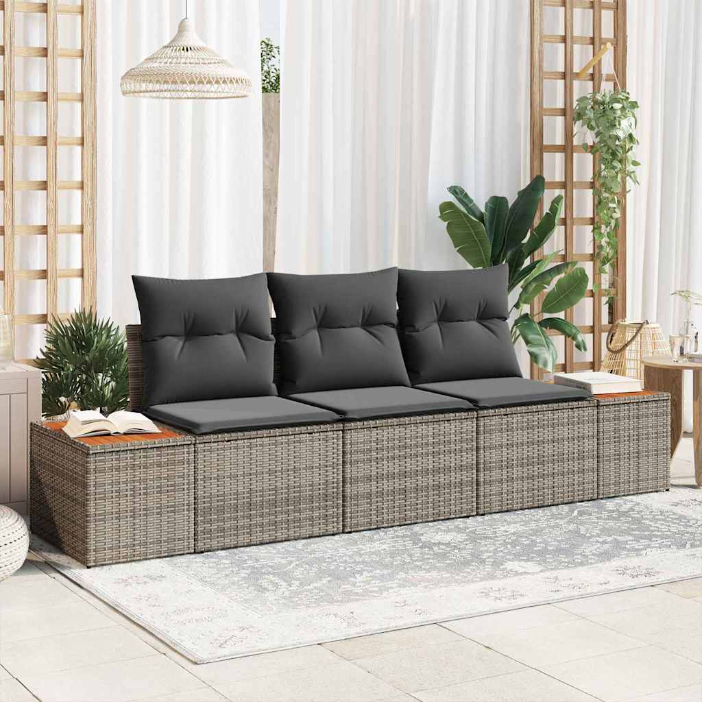Tuin Sofa Set met opslag 3 pcs Grijs Poly riet is nu te koop bij PeponiXL, paradijselijk wonen!