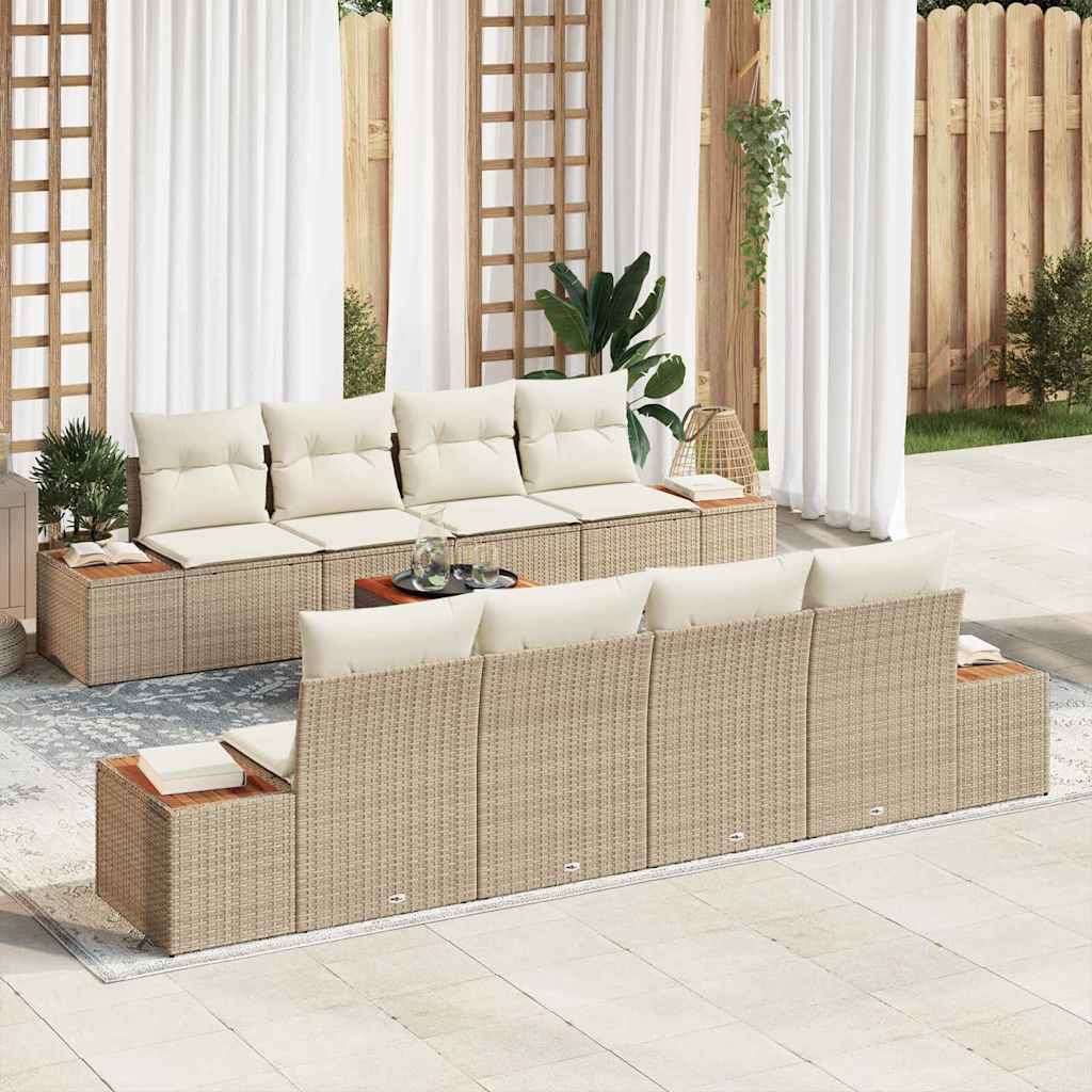 Tuin Sofa Set 9 st Beige Poly riet is nu te koop bij PeponiXL, paradijselijk wonen!