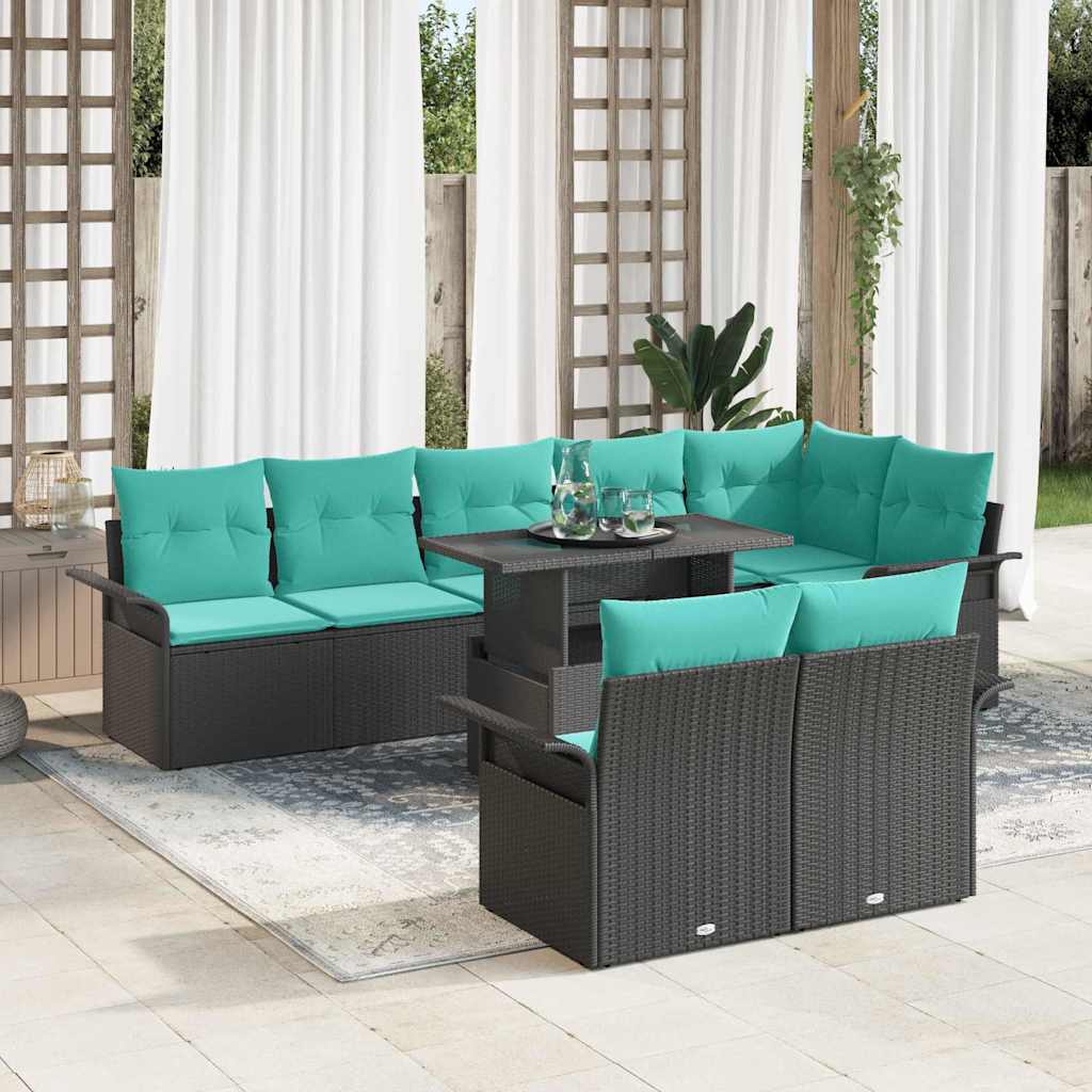 Tuin Sofa Set met kussen met opslag 9 pcs Zwart Poly Rattan is nu te koop bij PeponiXL, paradijselijk wonen!