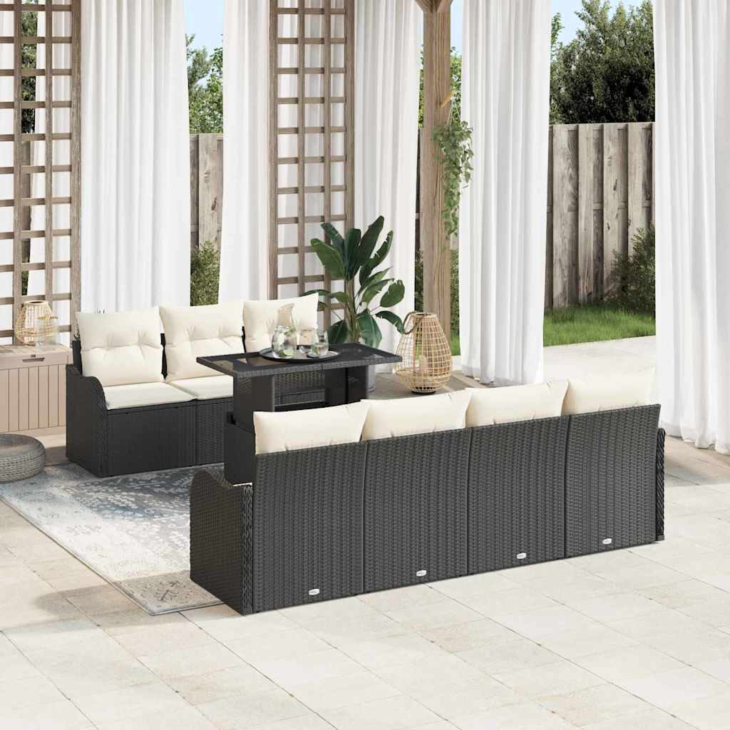 Tuin Sofa Set met kussen met opslag 8 pcs Zwart Poly Rattan is nu te koop bij PeponiXL, paradijselijk wonen!