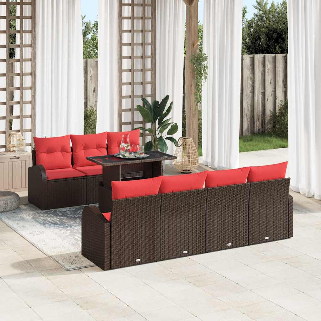 Tuin Sofa Set met kussen met opslag 8 pcs Bruin Poly Rattan is nu te koop bij PeponiXL, paradijselijk wonen!