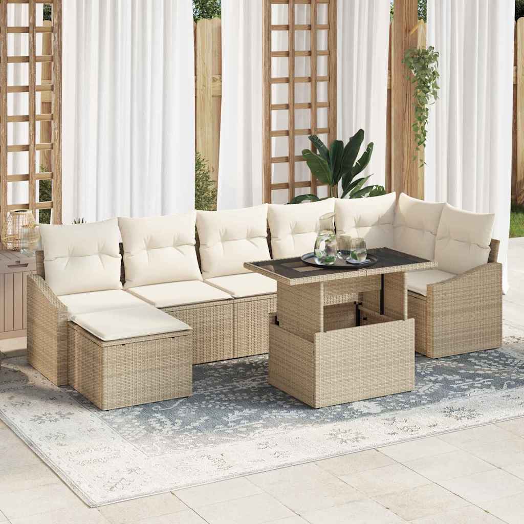 Tuin Sofa Set met kussen met opslag 8 pcs Beige en Crème is nu te koop bij PeponiXL, paradijselijk wonen!