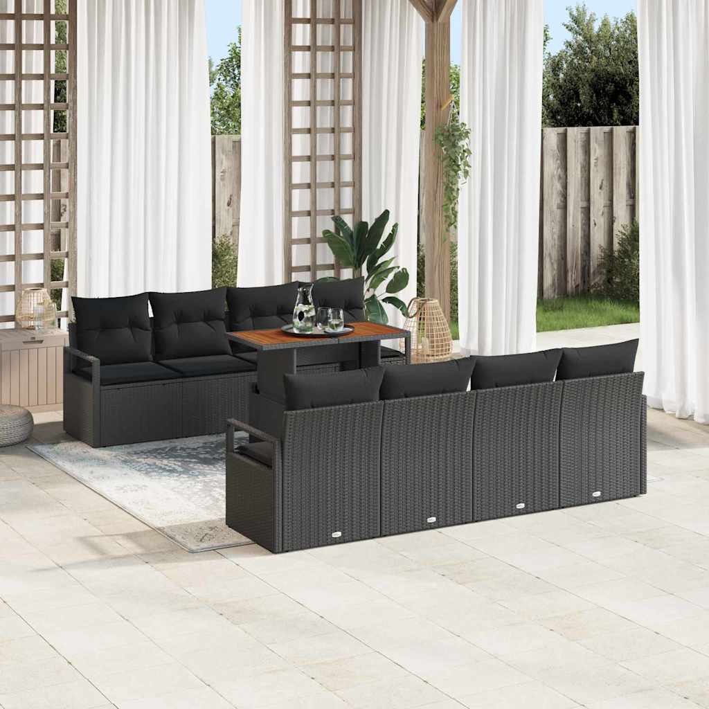Tuin Sofa Set met opslag 9 pcs Zwart Poly riet is nu te koop bij PeponiXL, paradijselijk wonen!