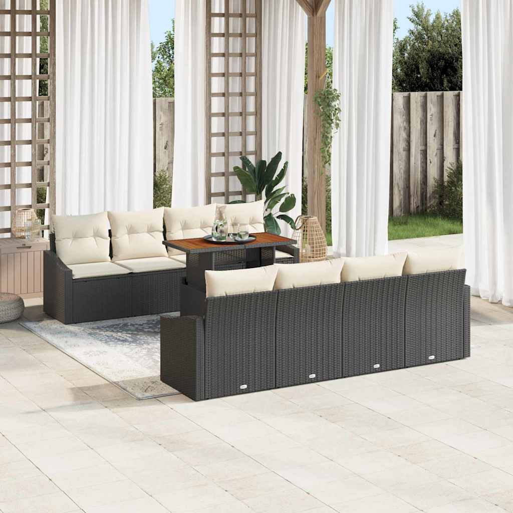 Tuin Sofa Set met opslag 9 pcs Zwart Poly riet is nu te koop bij PeponiXL, paradijselijk wonen!