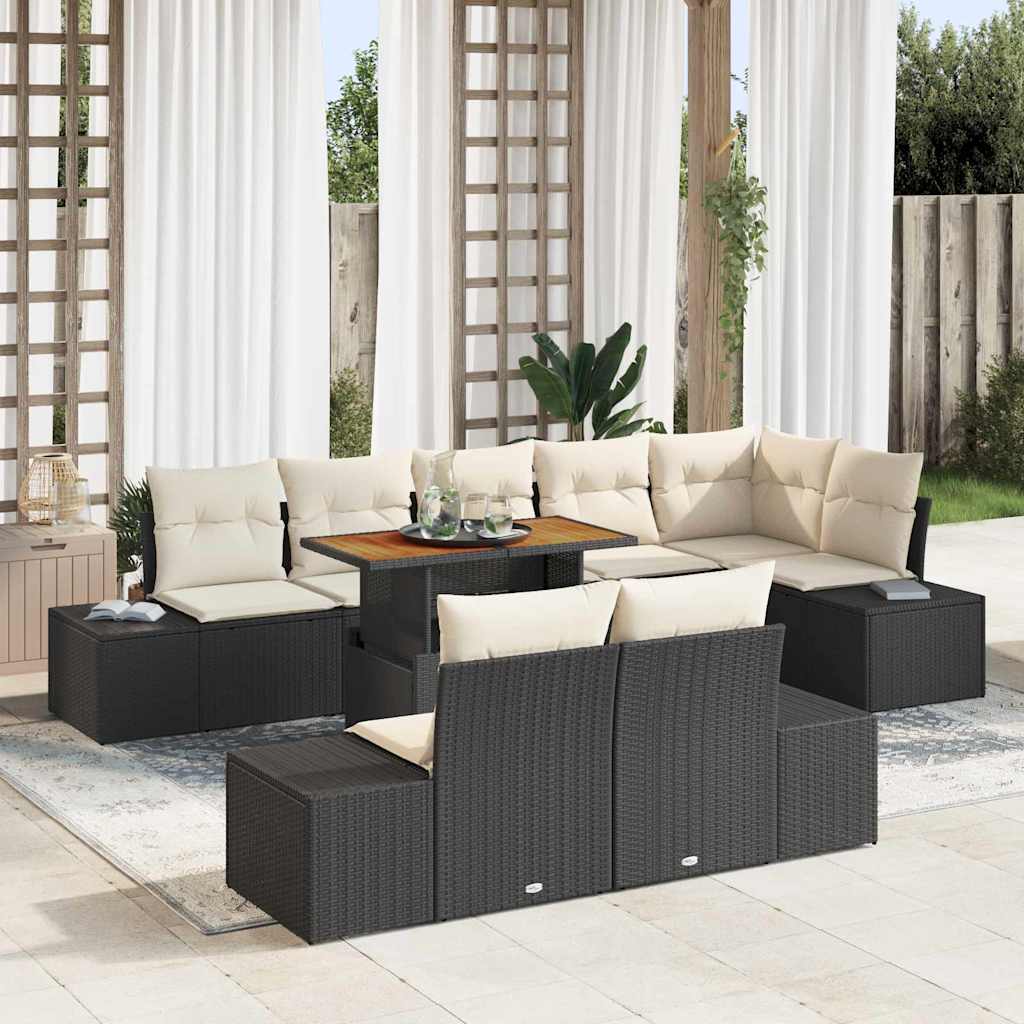 Tuin Sofa Set met opslag 9 pcs Zwart Poly riet is nu te koop bij PeponiXL, paradijselijk wonen!